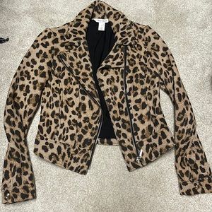 White House Black Market cheetah moto jacket